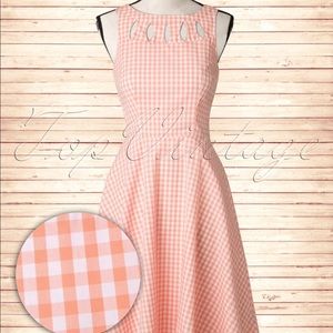 Voodoo Vixen Peach Gingham Swing Dress